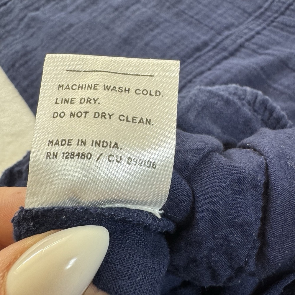 Pact Navy Organic Cotton Gauze Pull On Wide Leg Split Hem Pants Size XLarge - Picture 5 of 12